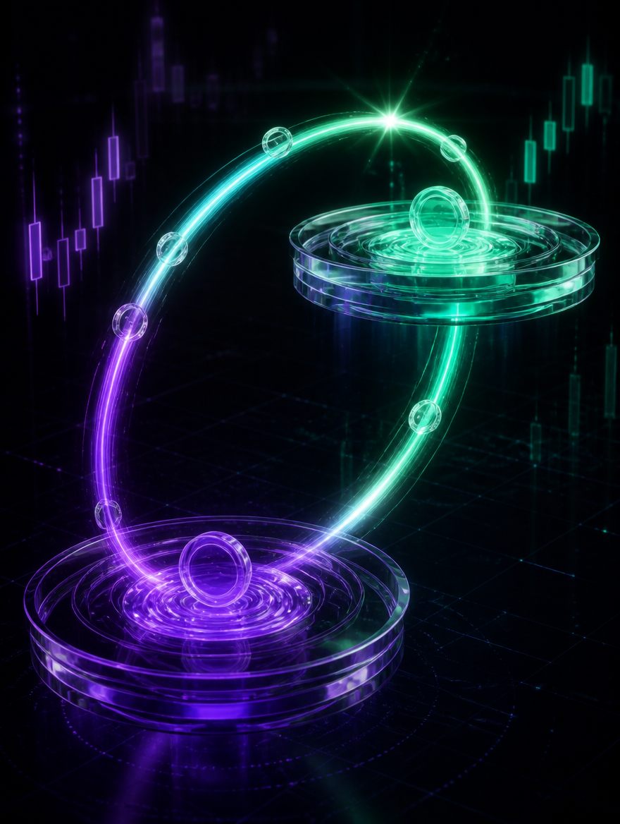 Diagram of DEX-to-DEX arbitrage on Solana: value moves from the cheaper pool to the pricier pool and back in one transaction